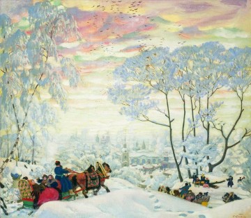 Paisajes Painting - Invierno de 1916 Boris Mikhailovich Kustodiev paisaje nevado